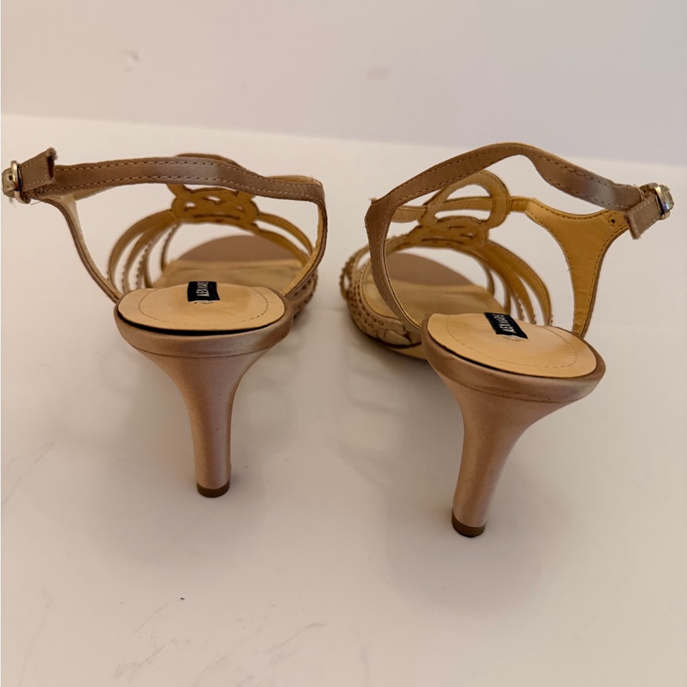 Alex Marie Champagne Satin Rhinestone Sling Back Sandals Size 8 1/2 - Picture 4 of 7